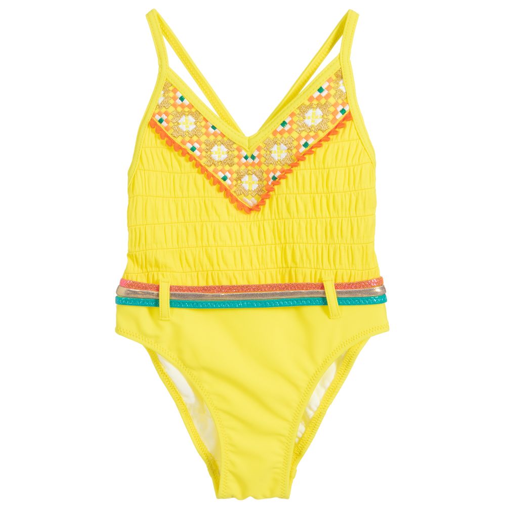 Paté de Sable - Girls Yellow Swimsuit | Childrensalon