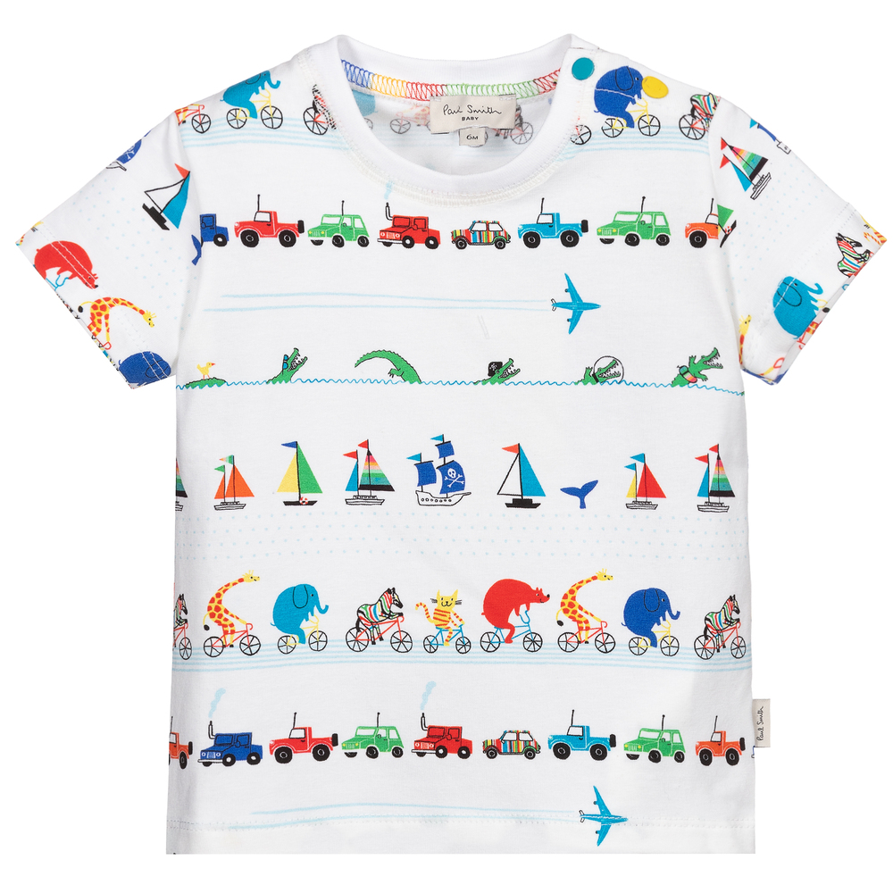Bandit spiritual abdomen Paul Smith Junior - Baby Boys White Cotton T-Shirt | Childrensalon Outlet