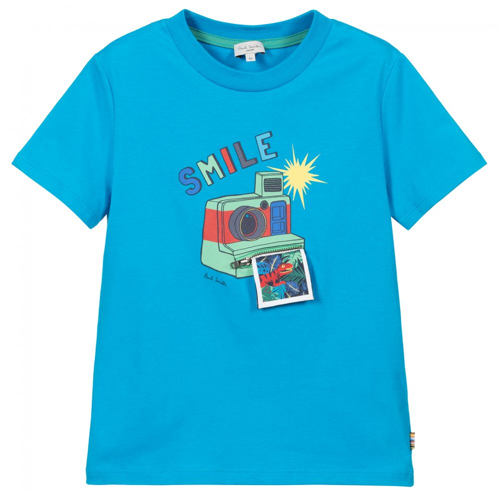Paul Smith Junior - Blaues T-Shirt mit Kamera-Print | Childrensalon