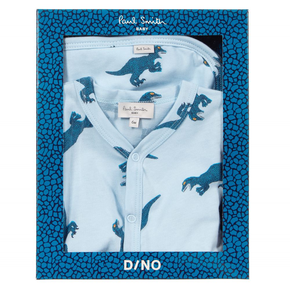 Paul Smith Junior-Blue Cotton Babygrow & Bib Set | Childrensalon Outlet