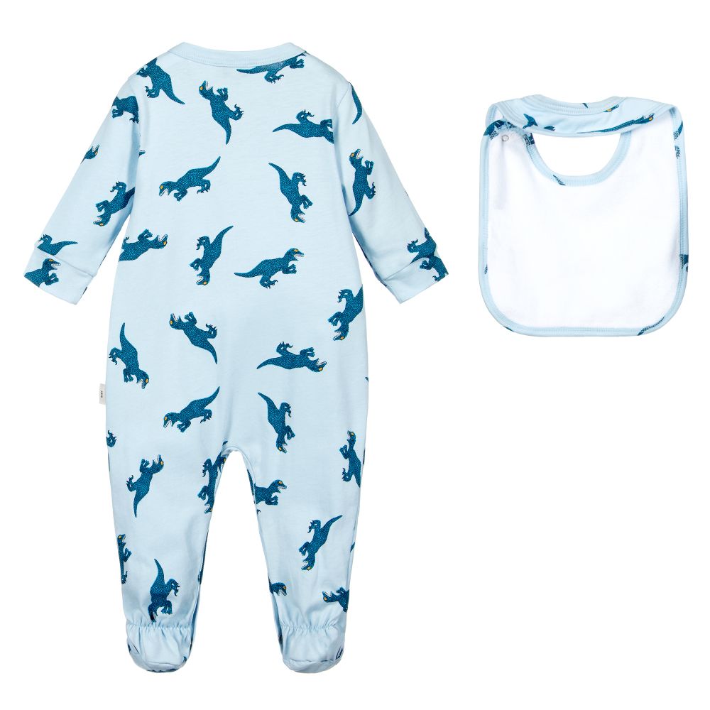 Paul Smith Junior-Blue Cotton Babygrow & Bib Set | Childrensalon Outlet
