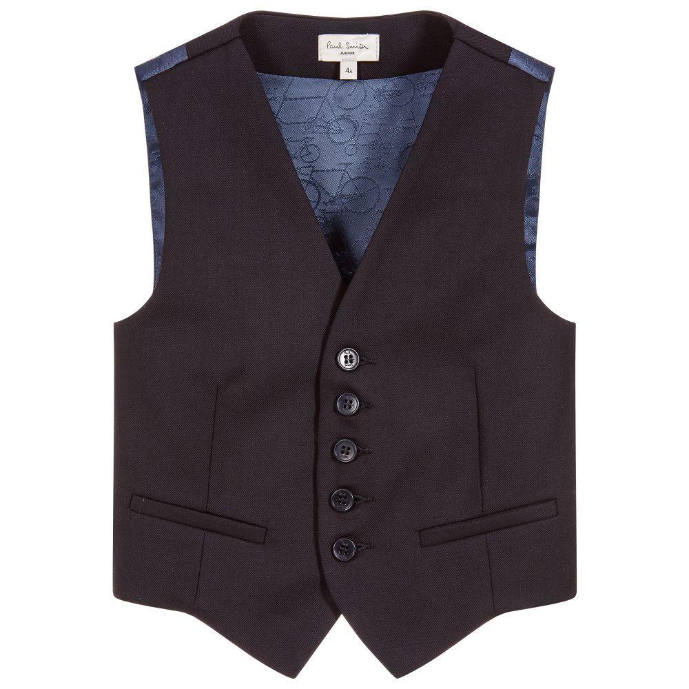 Paul Smith Junior-Blue GILET Wool Waistcoat | Childrensalon Outlet