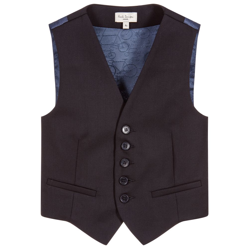 Paul Smith Junior - Blue GILET Wool Waistcoat | Childrensalon