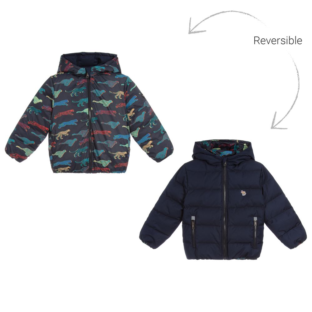 Paul Smith Junior - Blue Reversible Puffer Jacket | Childrensalon