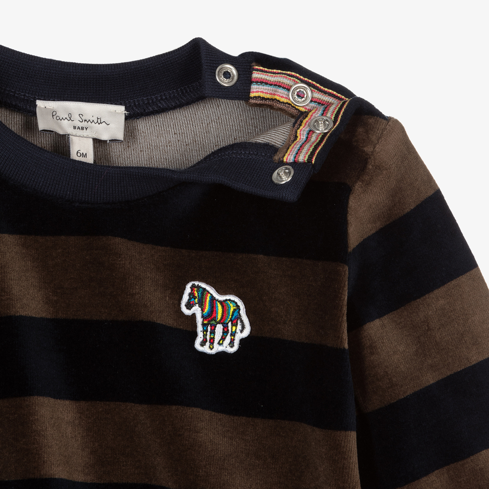 Paul Smith Junior Blue Striped Velour Sweatshirt