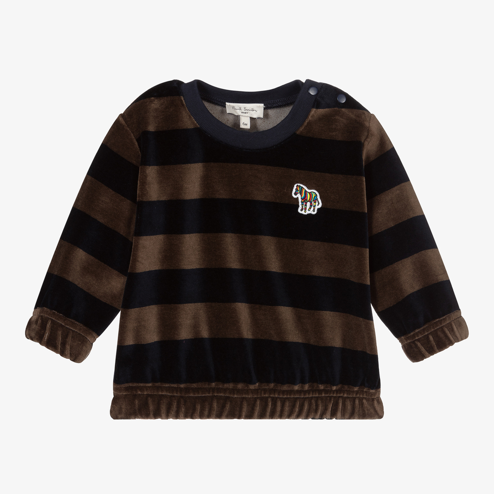 Paul Smith Junior - Blue Striped Velour Sweatshirt | Childrensalon