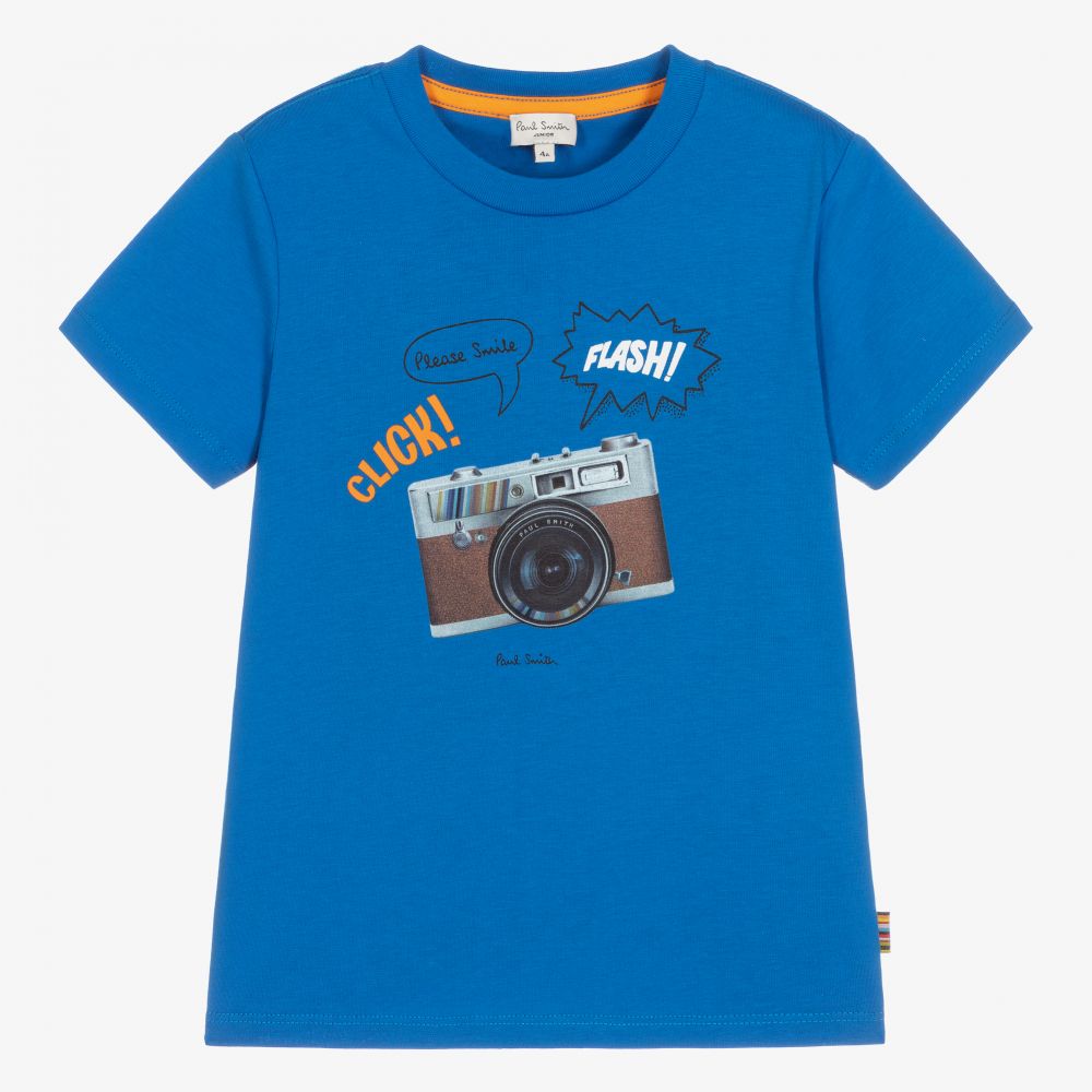 Paul Smith Junior-Boys Blue Cotton T-Shirt | Childrensalon Outlet