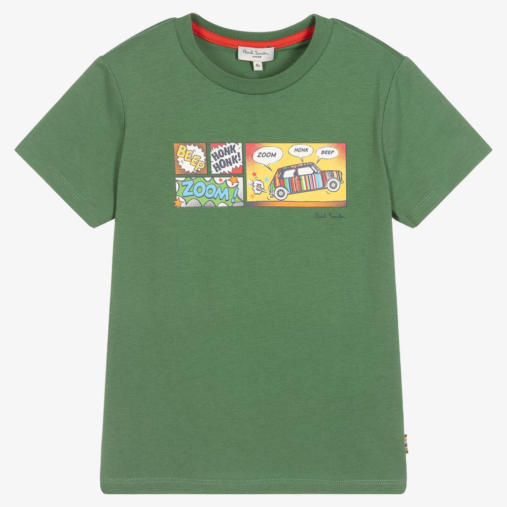 Paul Smith Junior - Boys Green Cotton T-Shirt | Childrensalon