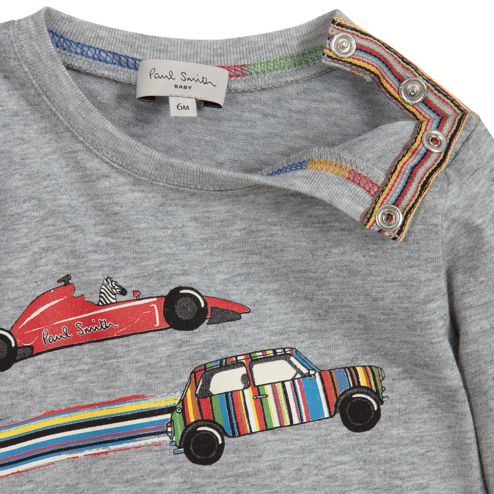 Paul Smith Junior - Boys Grey Cotton Cars Top | Childrensalon Outlet