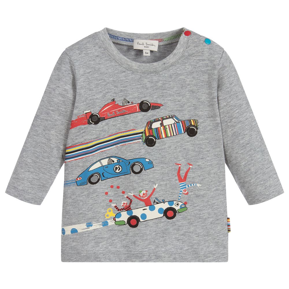 Paul Smith Junior - Graues Oberteil mit Auto-Motiv für Jungen | Childrensalon