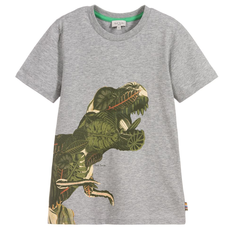 Paul Smith Junior - Boys Grey Cotton Logo T-Shirt | Childrensalon