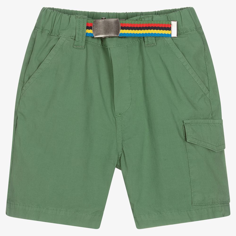 Paul Smith Junior - Boys Khaki Green Cotton Shorts | Childrensalon
