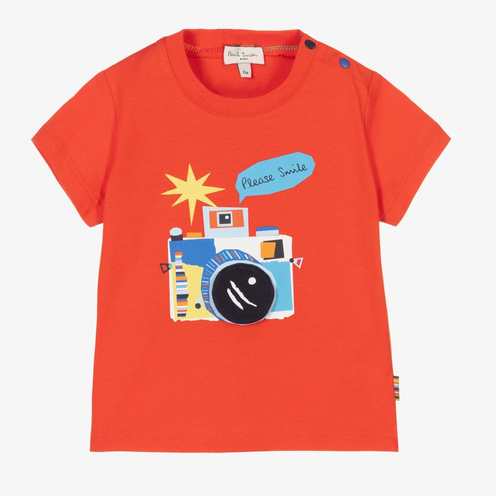 Paul Smith Junior - Boys Red Camera T-Shirt | Childrensalon