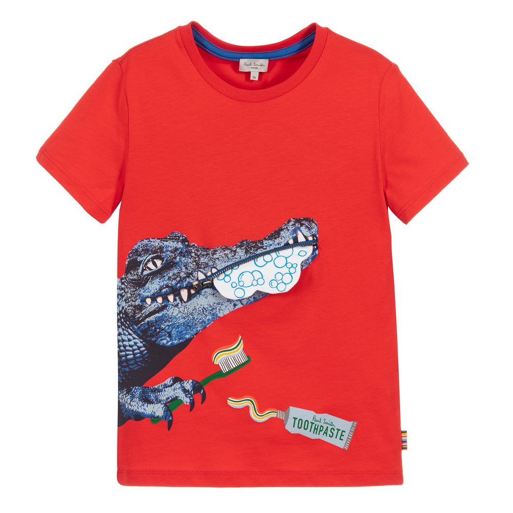 Paul Smith Junior - Boys Red Cotton T-Shirt | Childrensalon