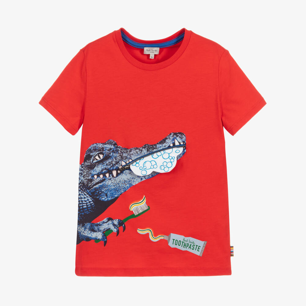 Paul Smith Junior-Boys Red Cotton T-Shirt | Childrensalon Outlet
