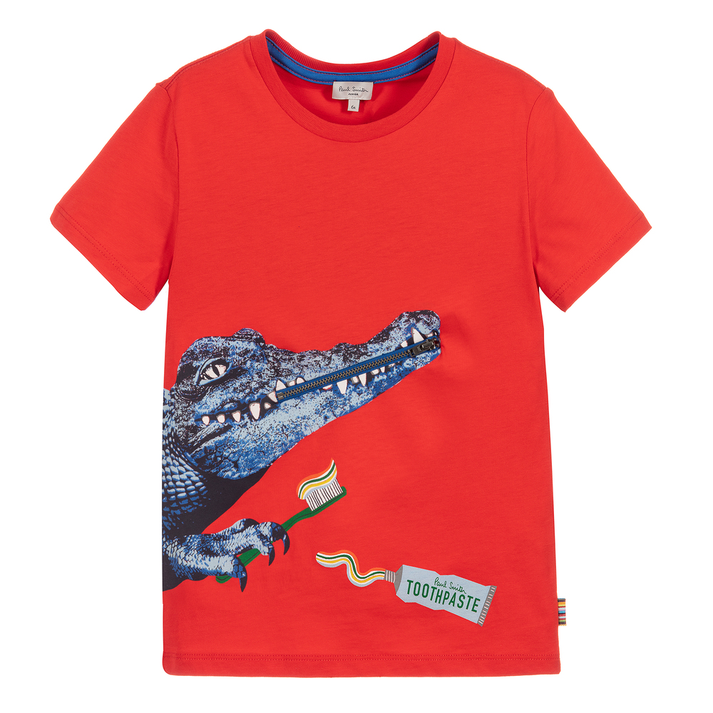 Paul Smith Junior-Boys Red Cotton T-Shirt | Childrensalon Outlet