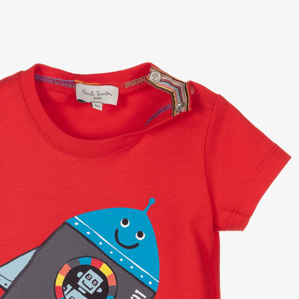 بول سميث جونيور-Boys Red Cotton T-Shirt | Childrensalon Outlet