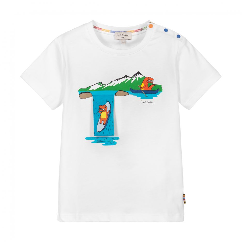 Paul Smith Junior - Boys White Cotton T-Shirt | Childrensalon