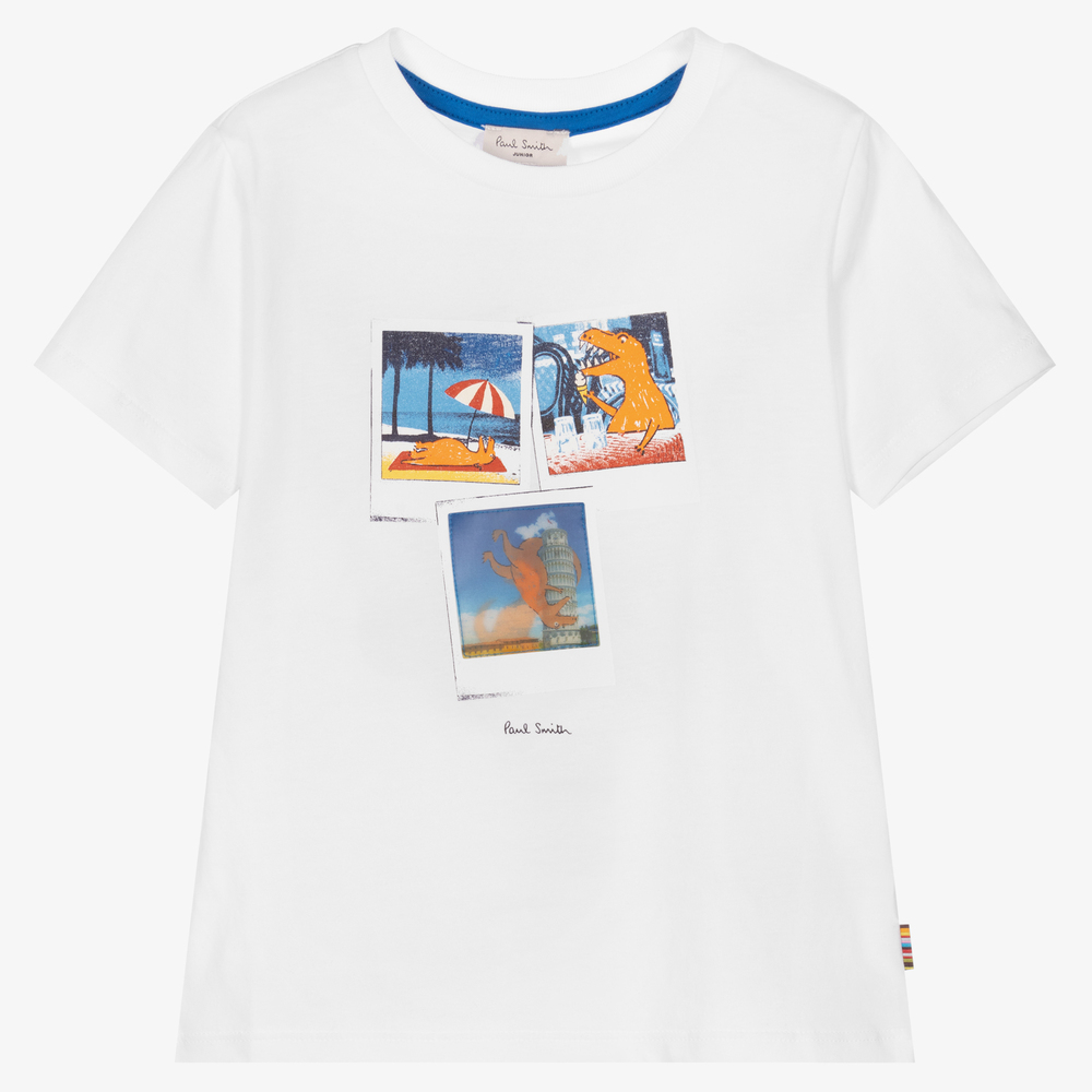 Paul Smith Junior - Boys White Cotton T-Shirt | Childrensalon