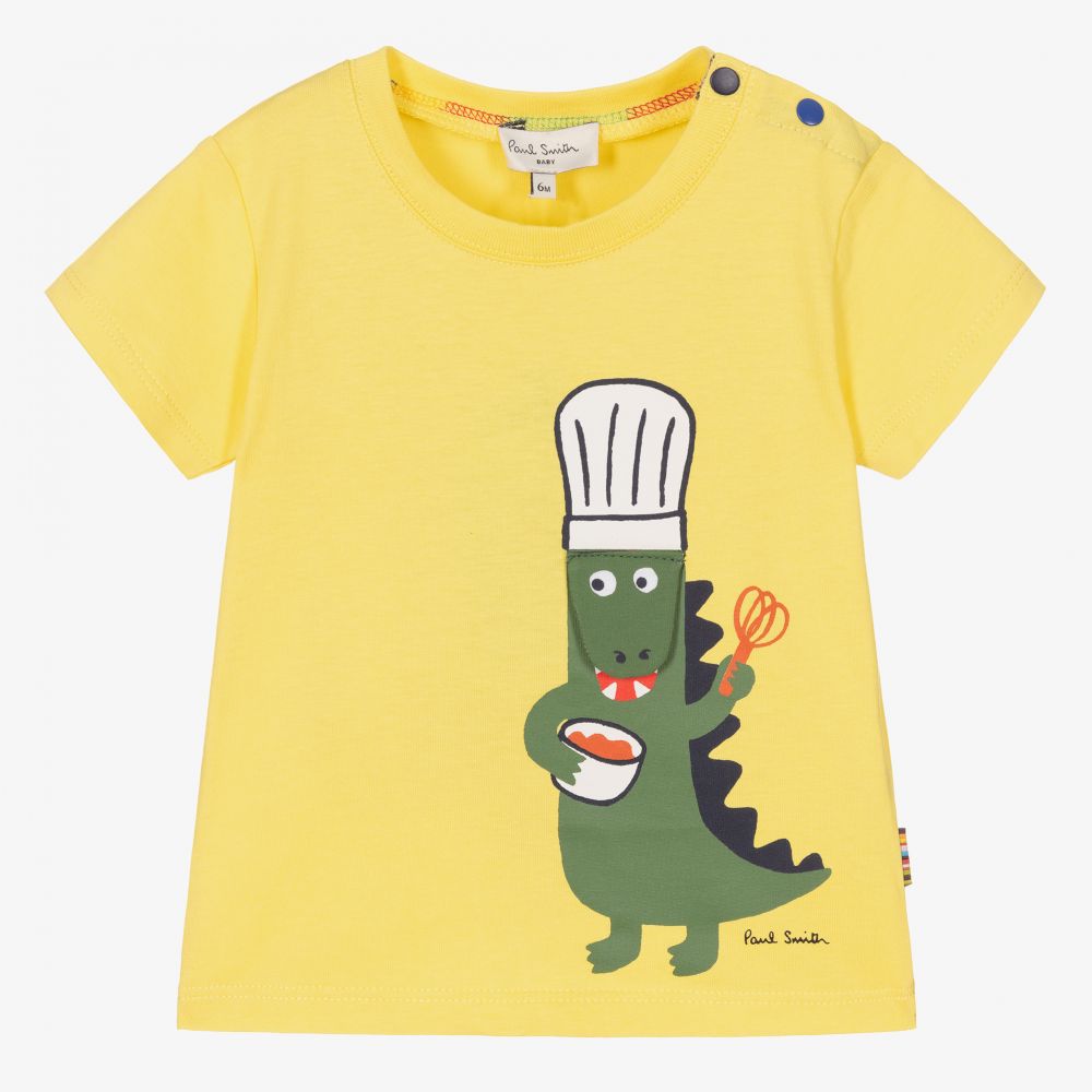 Paul Smith Junior - Желтая футболка с динозавром для мальчиков | Childrensalon