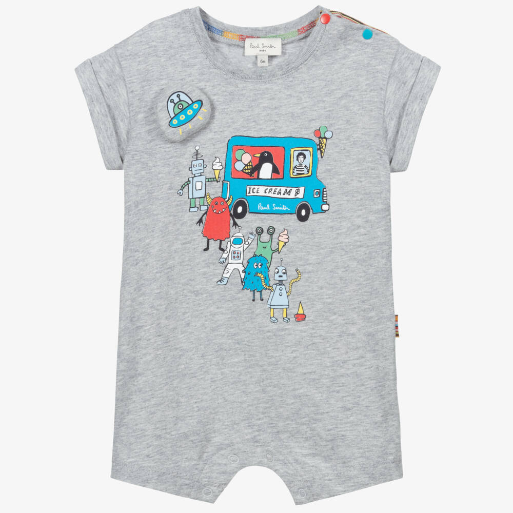 Paul Smith Junior-Grey Cotton Shortie | Childrensalon Outlet