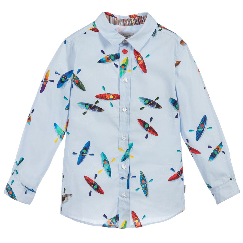 Paul Smith Junior - Light Blue Cotton Poplin Shirt | Childrensalon