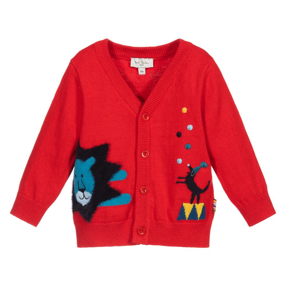 Paul Smith Junior - Red Cotton Knit Cardigan | Childrensalon