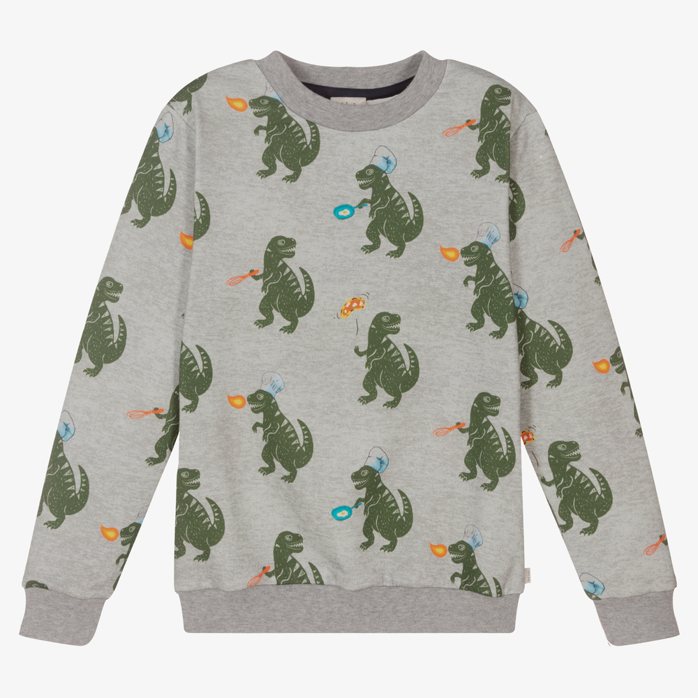Paul Smith Junior - Серый свитшот с динозаврами для мальчиков-подростков | Childrensalon