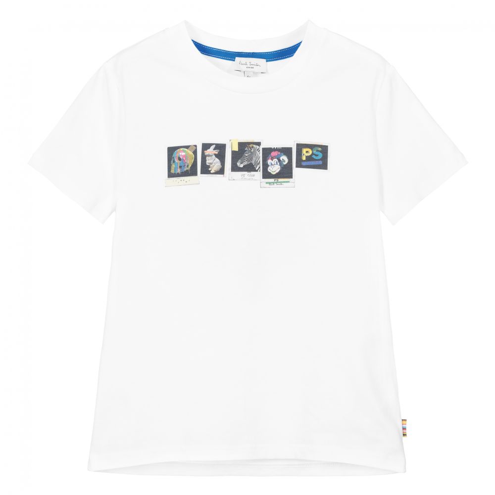 Paul Smith Junior - Белая футболка с фото животных | Childrensalon