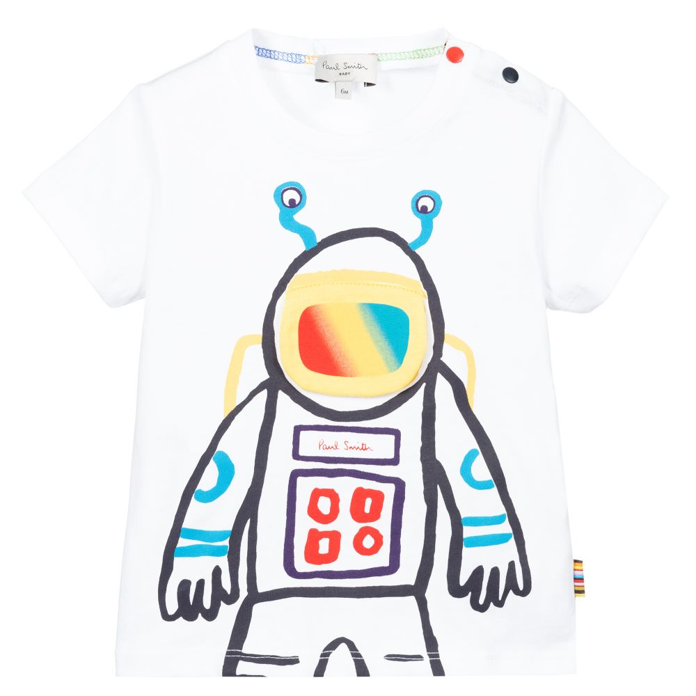 Paul Smith Junior - Белая футболка с космонавтом | Childrensalon