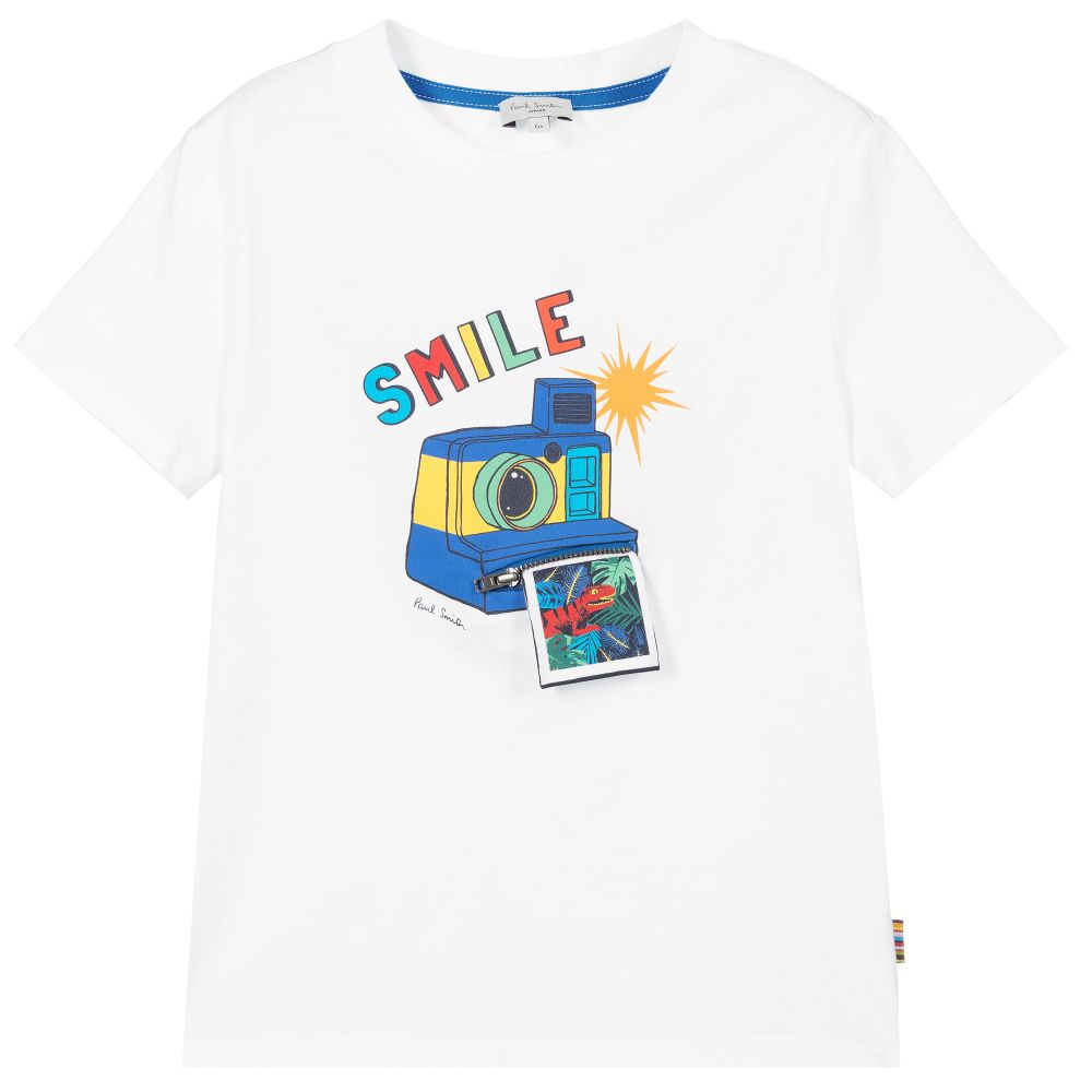Paul Smith Junior - Weißes T-Shirt mit Kamera-Print | Childrensalon