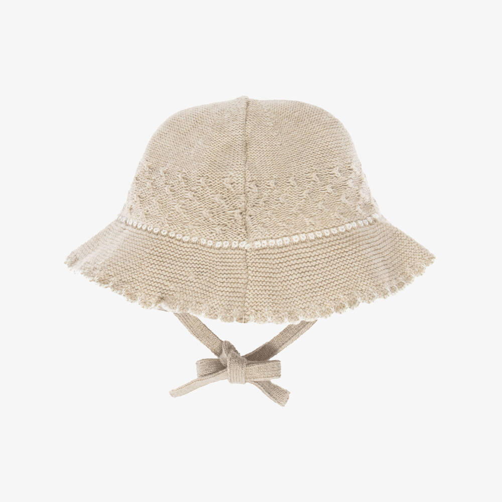 PAZ Rodríguez-Baby Beige Cotton & Cashmere Knitted Hat | Childrensalon Outlet