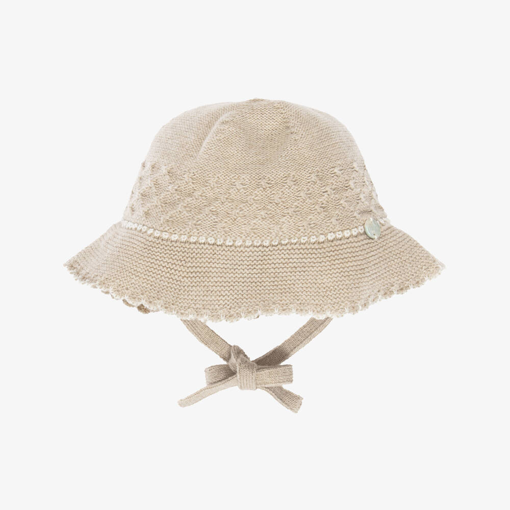 PAZ Rodríguez-Baby Beige Cotton & Cashmere Knitted Hat | Childrensalon Outlet