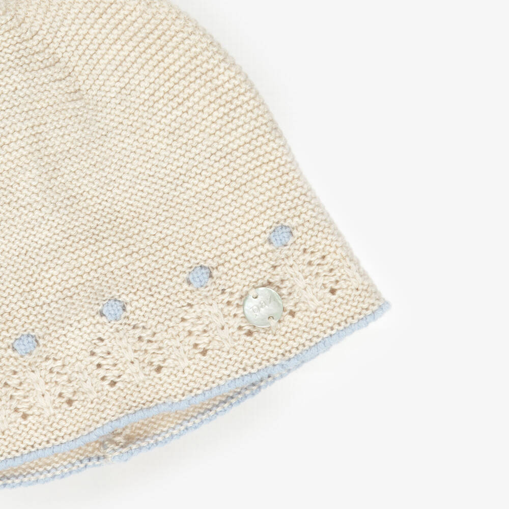 PAZ Rodríguez-Бежевая вязаная шапка с синим для мальчиков | Childrensalon Outlet