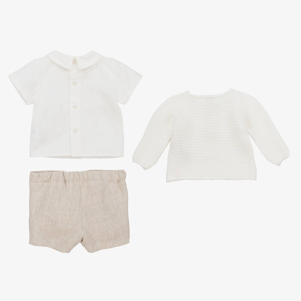 PAZ Rodríguez-Baby Boys Beige Cotton Shorts Set | Childrensalon Outlet