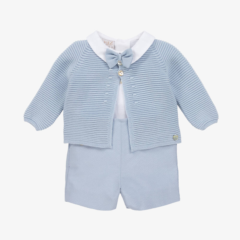 PAZ Rodríguez-Baby Boys Blue Cotton Shorts Set | Childrensalon Outlet