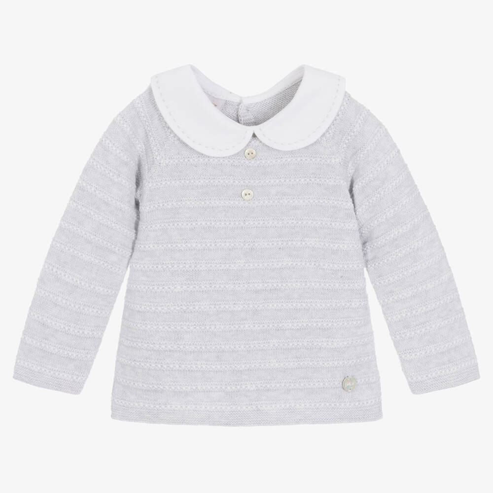 Paz Rodríguez - Baby Boys Grey Knitted Sweater | Childrensalon