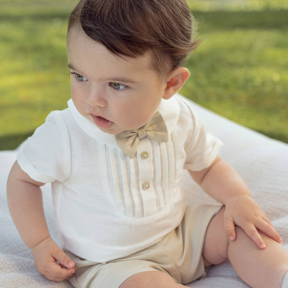 Paz Rodriguez Baby Boys Ivory Beige Shorts Set Childrensalon Outlet