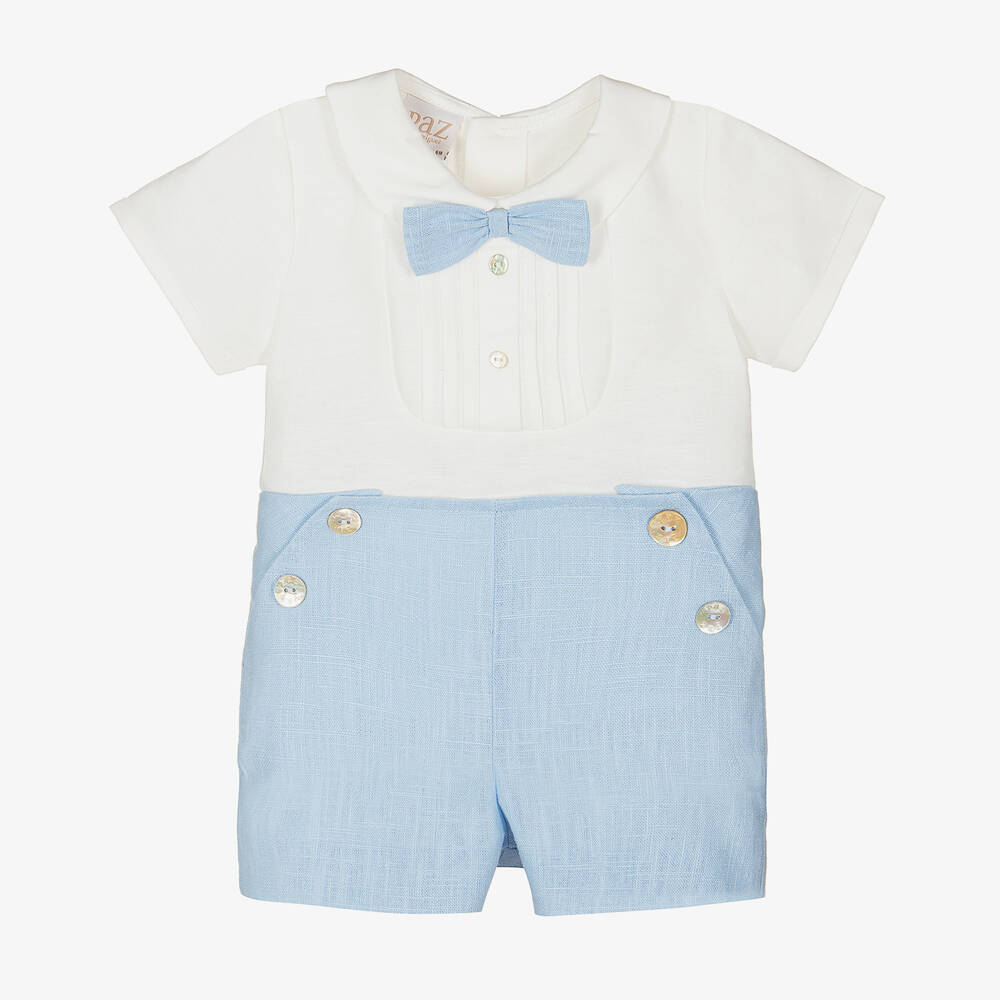 Paz Rodríguez - Baby Boys Ivory & Blue Shorts Set | Childrensalon