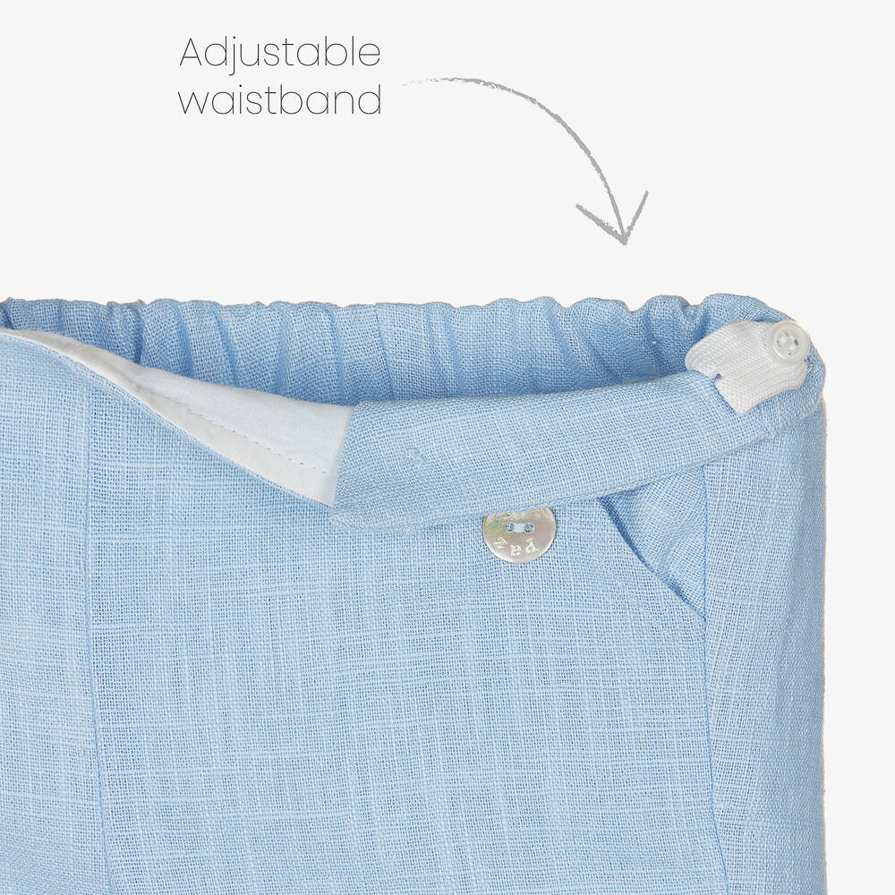 PAZ Rodríguez-طقم شورت قطن وكتان لون عاجي وأزرق للمواليد | Childrensalon Outlet