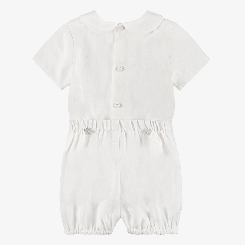 PAZ Rodríguez-Baby Boys Ivory Linen Buster Suit | Childrensalon Outlet