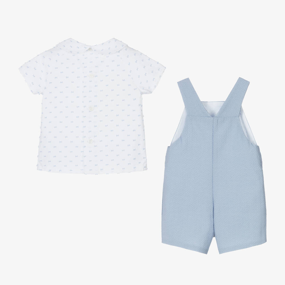 PAZ Rodríguez-Белая рубашка и голубой полукомбинезон для малышей | Childrensalon Outlet