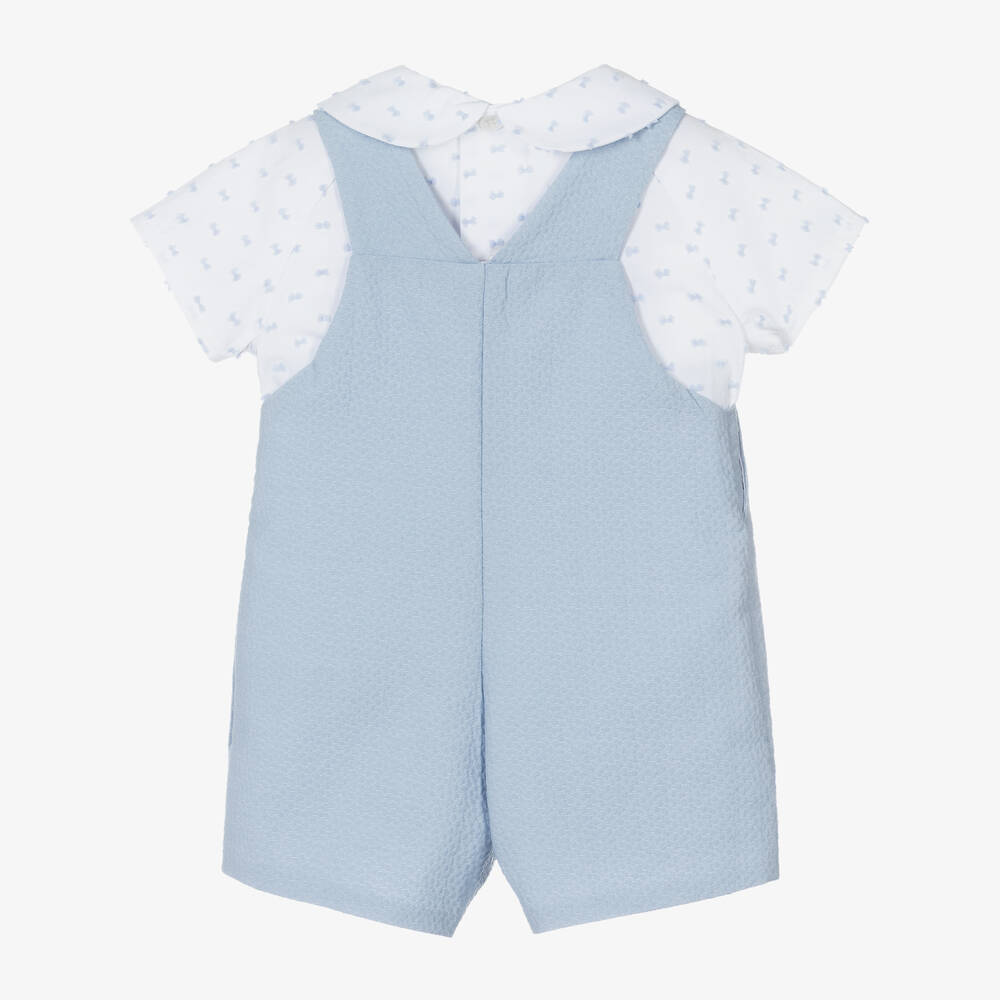 PAZ Rodríguez-Белая рубашка и голубой полукомбинезон для малышей | Childrensalon Outlet