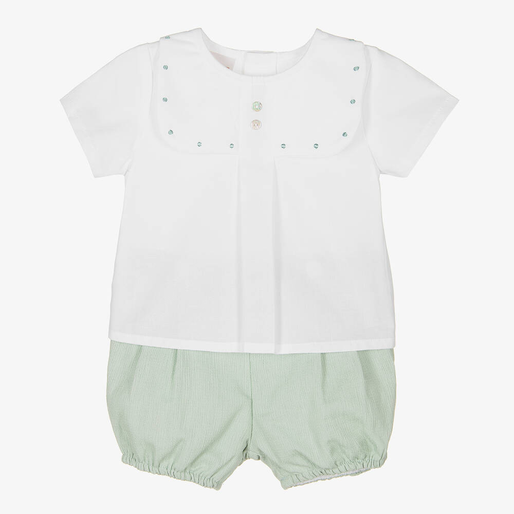 Paz Rodríguez - Baby-Shorts-Set in Weiß und Grün | Childrensalon