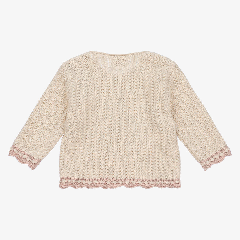 PAZ Rodríguez-كارديغان قطن وكشمير محبوك لون بيج للمولودات | Childrensalon Outlet