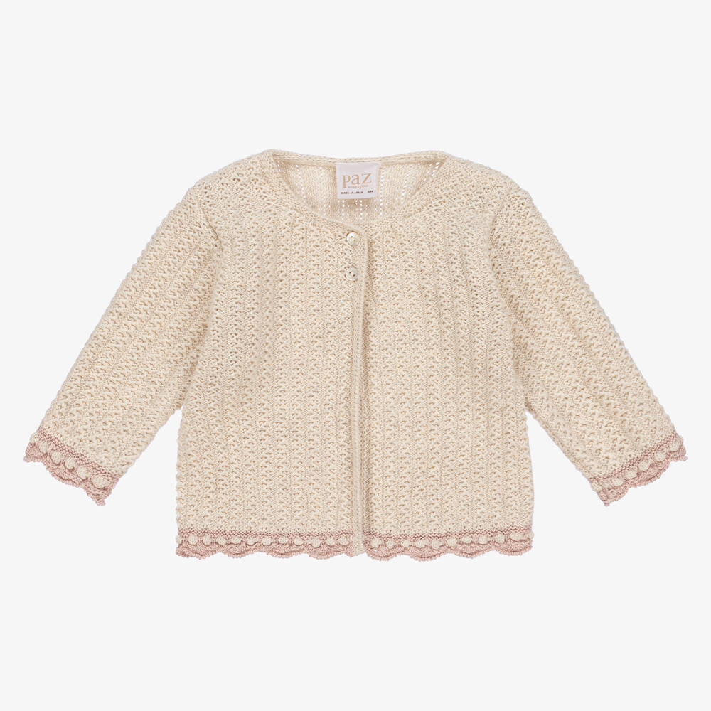 PAZ Rodríguez-Baby Girls Beige Cotton Cashmere Cardigan | Childrensalon Outlet