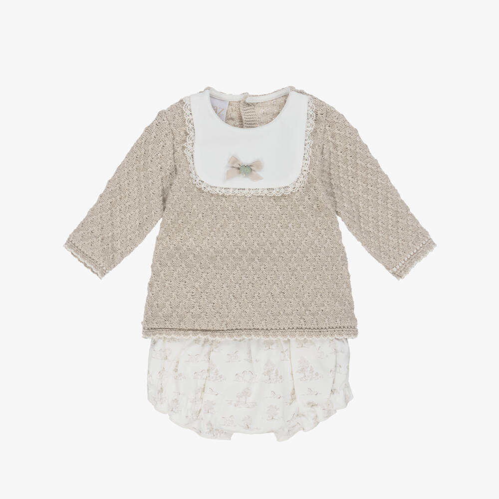 PAZ Rodríguez-Бежевый вязаный топ и шорты для девочек | Childrensalon Outlet