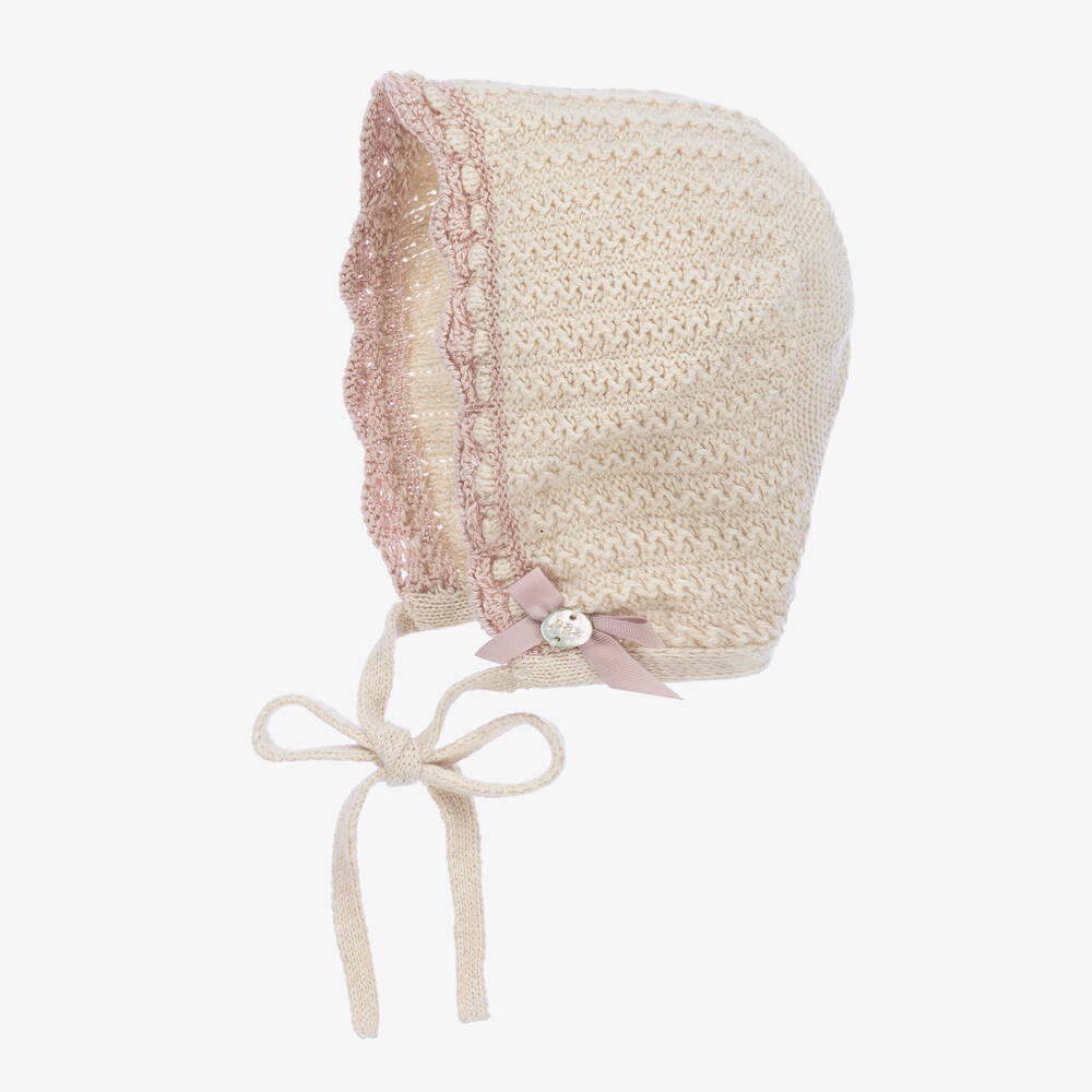 PAZ Rodríguez-Бежевый вязаный чепчик для малышек | Childrensalon Outlet