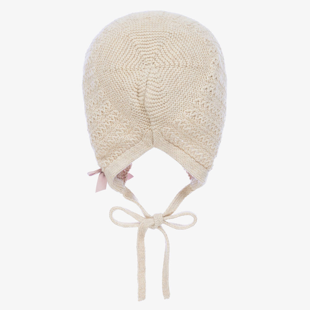 PAZ Rodríguez-Бежевый вязаный чепчик для малышек | Childrensalon Outlet