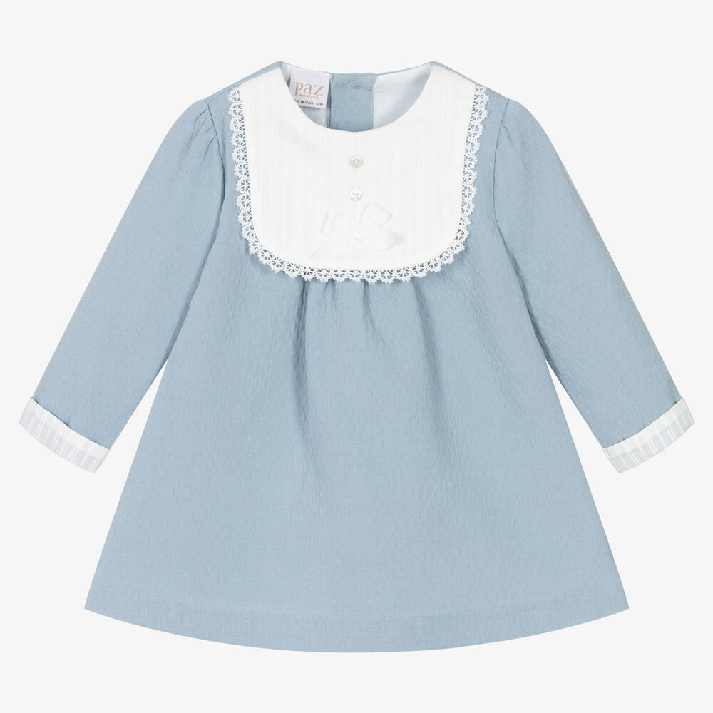 Paz Rodríguez - Baby Girls Blue Cotton Dress | Childrensalon